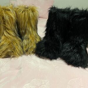 Stylish Faux Fur Boot Covers in Black and Brown
